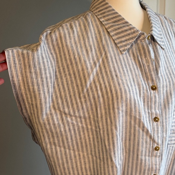 Pilcro Blue and White Striped Blouse - Picture 3 of 7
